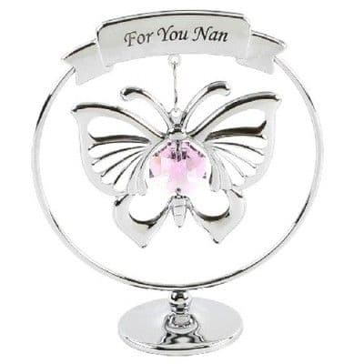 CRYSTOCRAFT SWAROVSKI BUTTERFLY 'FOR YOU NAN' - MOTHERS DAY OR CAKE DEC KEEPSAKE