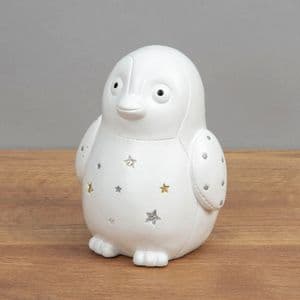 Cute White Baby Penguin Money Box Unisex Baby Gift By Bambino