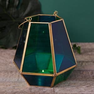 Dark Green and Gold Glass Succulent Planter Terrarium Style Home Decor Accessory