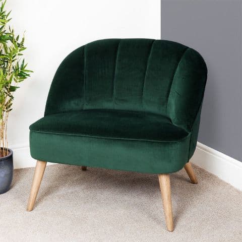 Dark Green Velvet Occasional Lounge or Bedroom Chair