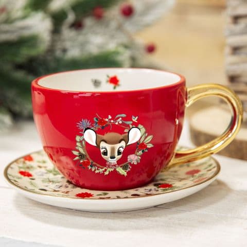 Disney Bambi Enchanted Forest Christmas Teacup and Saucer Gift