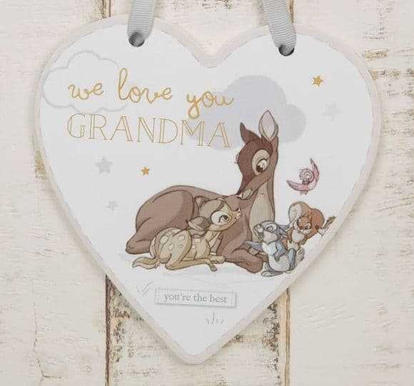Disney Bambi Heart Shape Plaque Gift For Grandma From Grandchildren.