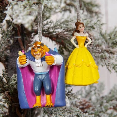 Disney Beauty and the Beast Christmas Tree Decorations Set Of 2
