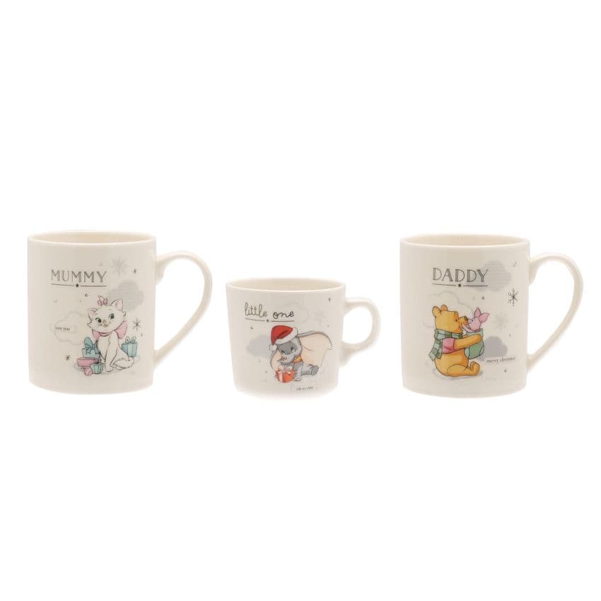 Disney Christmas Mummy, Daddy & Baby Mug Gift Set - Collectable 1st Christmas together gift.