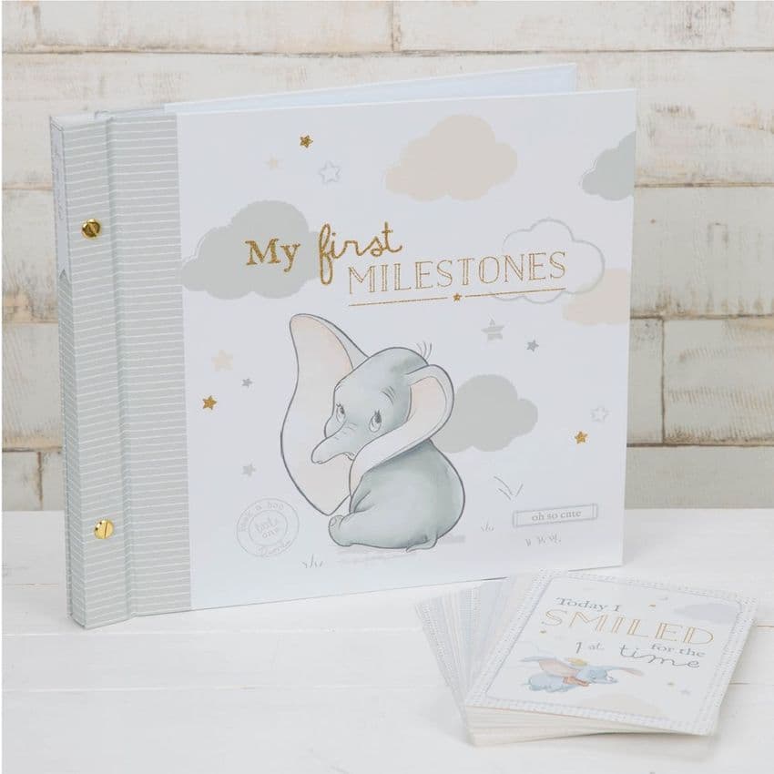 Disney Dumbo Milestone Cards and Album Baby Gift For New Baby and Baby Shower presented in lovely gift box