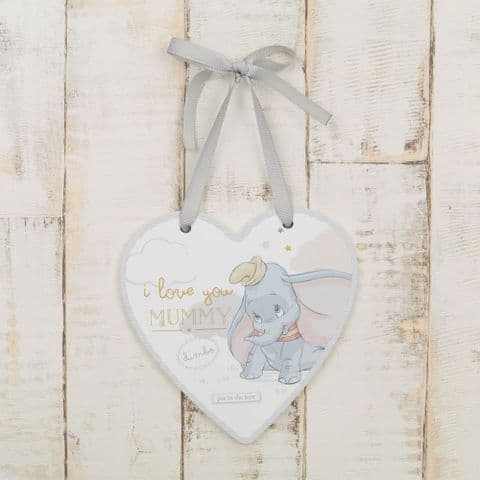 Disney Dumbo Mummy I Love You Heart Shaped Hanging Plaque
