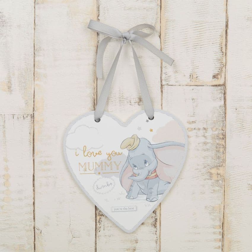 Disney Dumbo Mummy I Love You Heart Shaped Hanging Plaque. Gift for Mothers Day