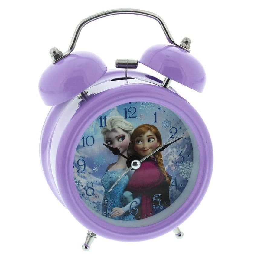 Disney Frozen Elsa & Anna Lilac Children s Alarm Clock Bedroom Accessory