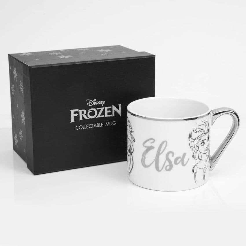 Disney Elsa from Frozen White and Silver Collectable Bone China Mug Gift in beautiful branded gift box