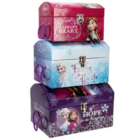 Disney Frozen Toy Boxes - Set Of 3 Trunks - Bedroom Decor Accessories