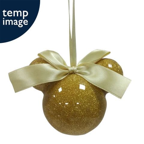 Disney Gold Glitter Mickey Shaped Christmas Bauble