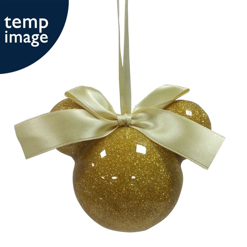 Disney Gold Glitter Mickey Shaped Christmas Bauble - Christmas tree decoration