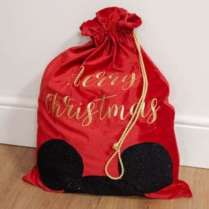 Disney Luxury Red Velvet Christmas Gift Sack Mickey Mouse