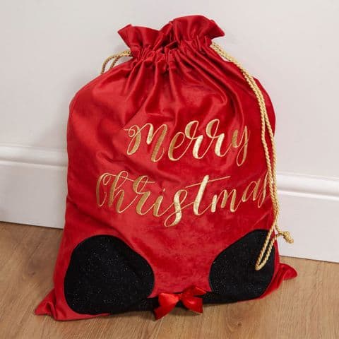 Disney Luxury Red Velvet Christmas Gift Sack Minnie Mouse