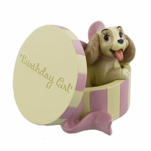 Disney Magical Moments Colletable Figure Lady and The Tramp 'Birthday Girl' Lady in Hat Box Gift