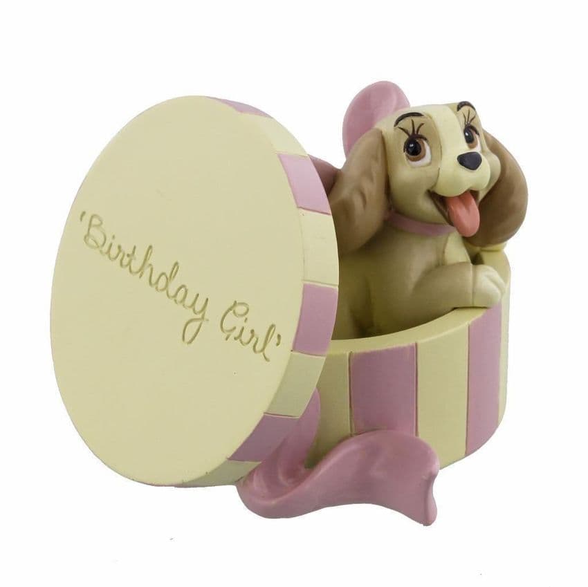 Disney Magical Moments Colletable Figure Lady and The Tramp 'Birthday Girl' Lady in Hat Box Gift