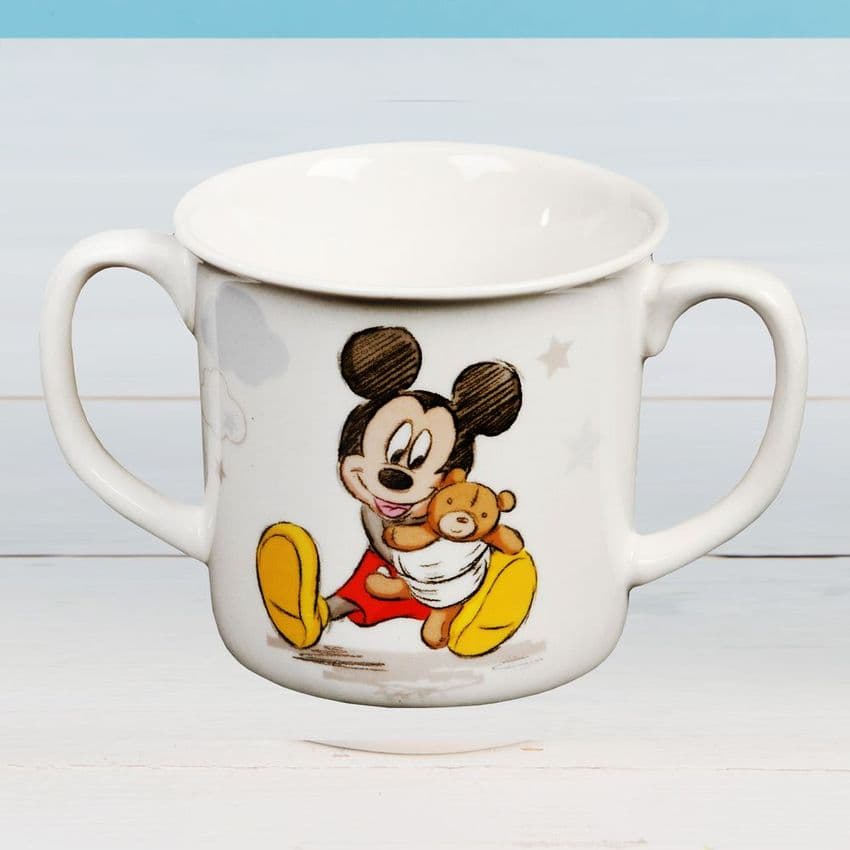 Disney Mickey Mouse Baby Boy Twin Handle Cup Gift For New Baby and Baby Shower