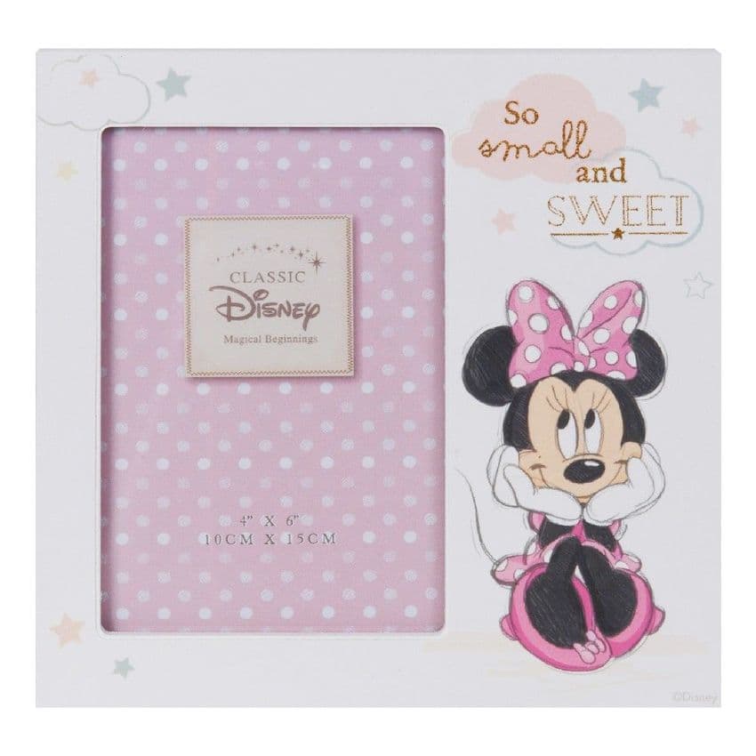 A perfect gift for a new baby girl or baby shower. Disney Minnie Mouse Baby Girl Photo Frame.