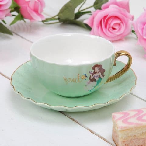 Disney Pale Green Ariel Teacup and Saucer Collectable Gift Little Mermaid