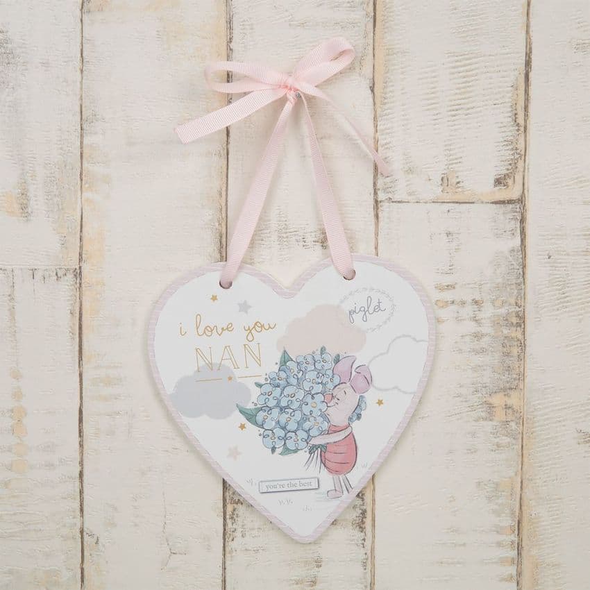 Disney Piglet Heart Shaped Hanging Plaque Gift For a new Nan. Gift for Nan on Mothers Day