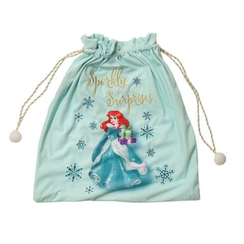Disney Princess Ariel Little Mermaid Velveteen Christmas Sack Gift