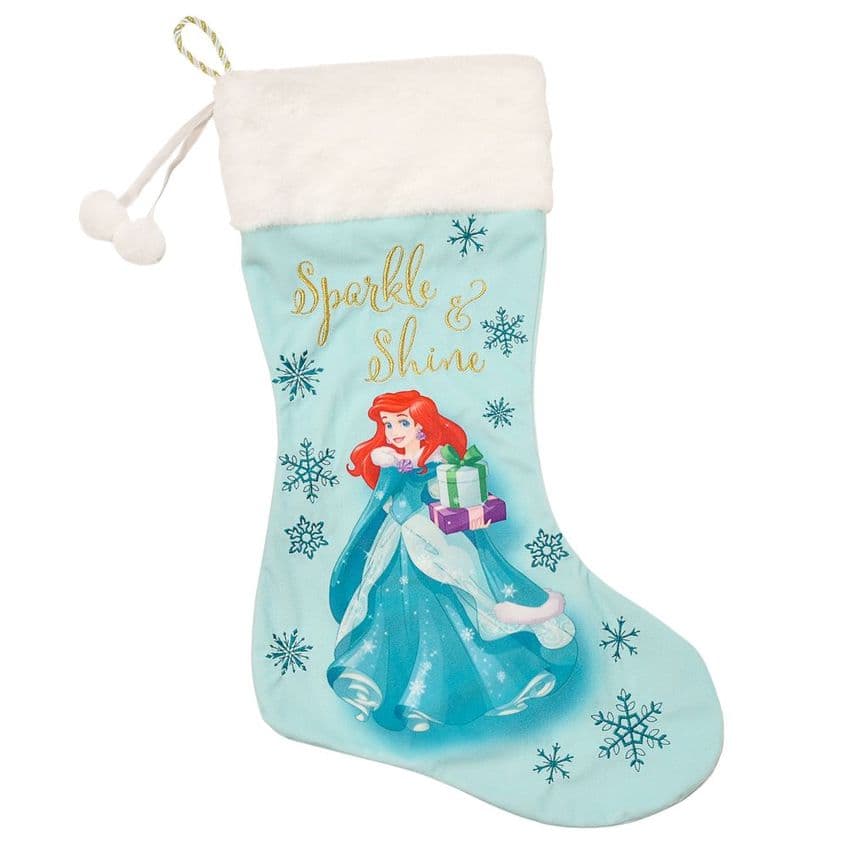 Disney Princess Ariel Little Mermaid Velveteen Christmas Stocking Pale Green