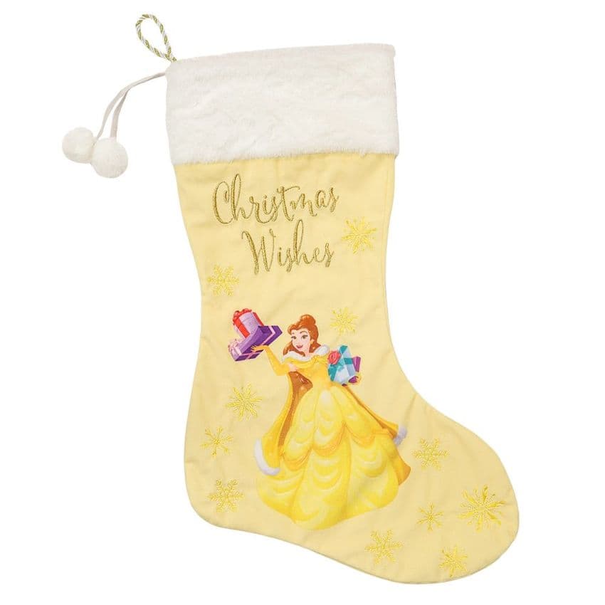 Disney Princess Belle Velveteen Christmas Stocking Gift. Beauty and The Beast Christmas present sack