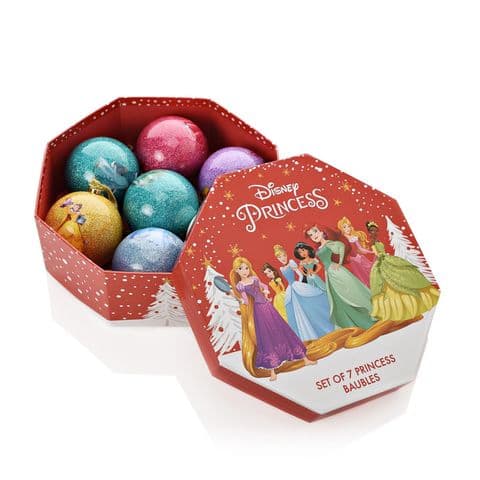 Disney Princess Set Of 7 Christmas Baubles