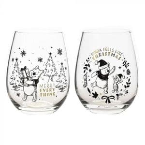 Disney Set of 2 Christmas Glasses Winnie The Pooh in Giftbox