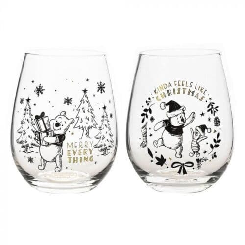 Disney Set of 2 Winnie The Pooh and Piglet luxury glasses set. Christmas gift idea for couples.