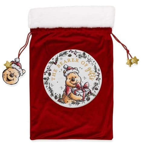 Disney Winne The Pooh Special Red Velvet Christmas Present Sack