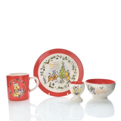Disney Winnie The Pooh Ceramic Christmas Dinner Set