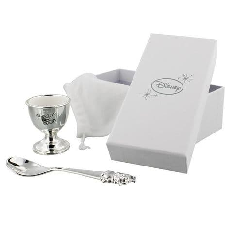 Disney Winnie The Pooh Silver Plated Egg Cup and Spoon Christening Gift