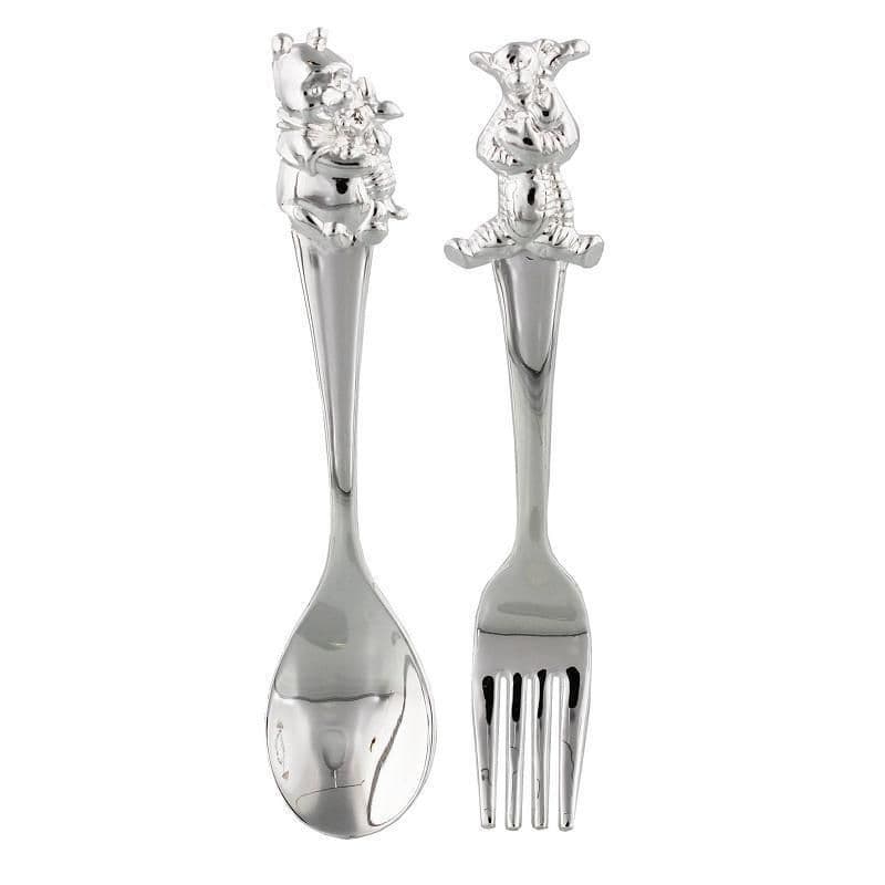 Disney Winnie The Pooh Silver Plated Fork and Spoon Gift Set For Christening and New Baby