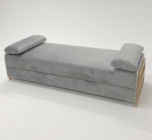 Double Dream Day Bed Sofa Contemporary Velvet Settee In Mid Grey