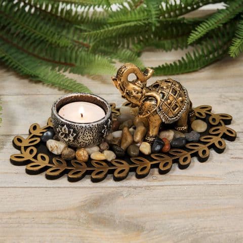 Elephant Figurine Candle Holder Decorative Home Ornament Bronze