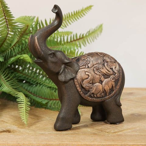 Elephant Figurine With Trunk Raised For Good Fortune Feng Shui Home Decor