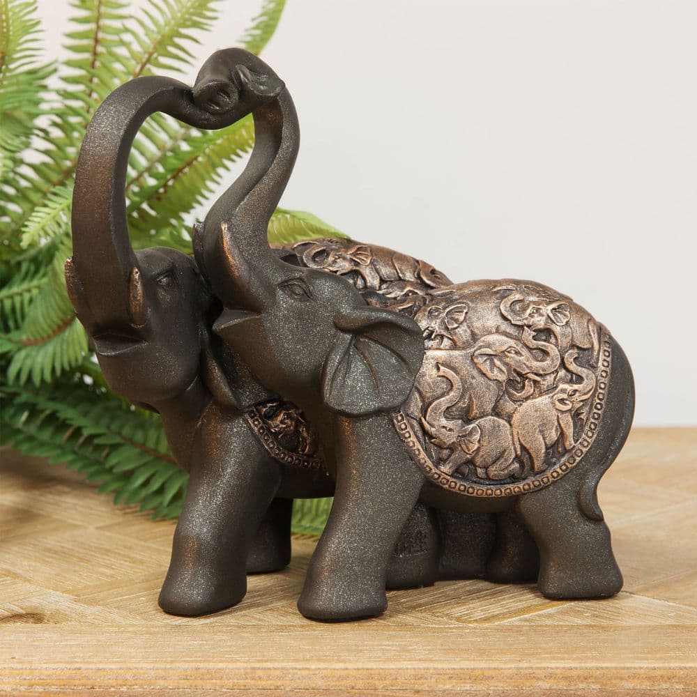 Elephant Sculpture Ornament - Two Elephants with trunks intertwined