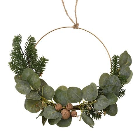 Eucalyptus Leaf Contemporary Christmas Wreath 35cm