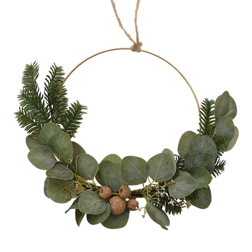 Eucalyptus Fern rustic Contemporary Christmas Wreath 35cm rustic natural woodland decoration