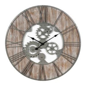 Extra Large Wood & Metal Industrial Style Wall Clock 80cm Diameter