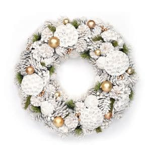 Extra Large Woodland Frost White Natural Pine Cone Christmas Wreath 60cm