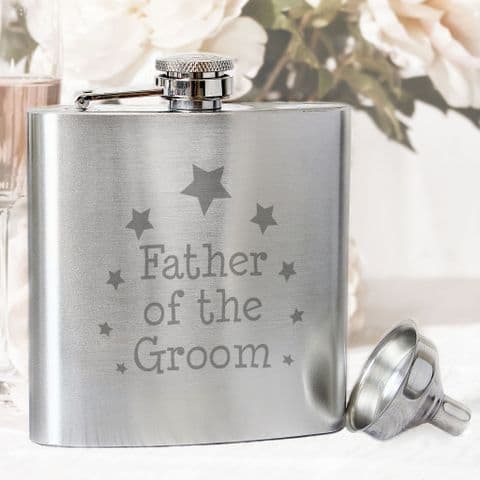 Father of the Groom Silver Hip Flask Gift