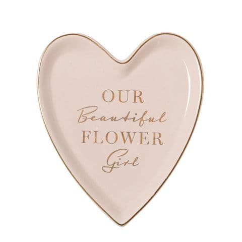 Flower Girl Ceramic Heart Trinket Dish Pink