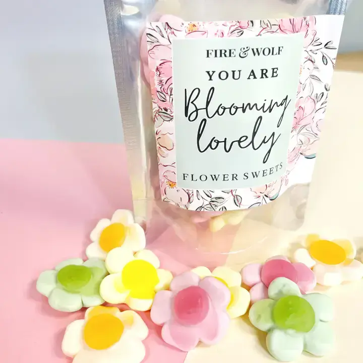 Gourmet Flower Sweets Gift Pack By Fire & Wolf - Assorted flower shape gummy sweets and marshmallows