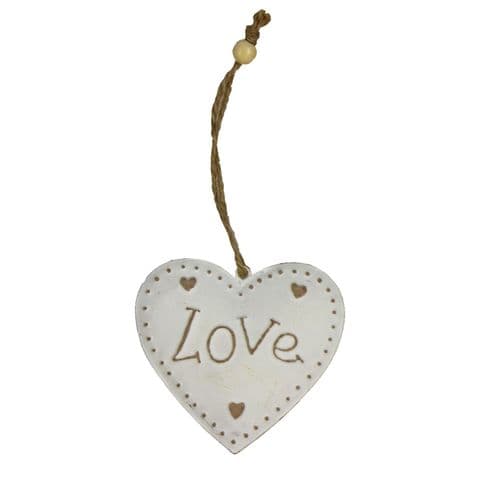 FREE Heart Shape 'Love' Hanging Shabby Chic Metal Decoration - Free Gift From Posh Bananas