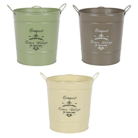 French Vintage Style Metal Composting Bucket