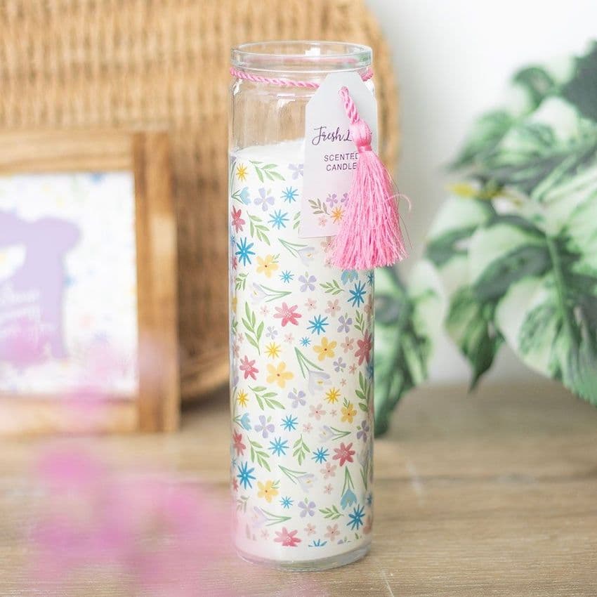 Fresh Linen Scented Tube Vase Candle Gift for Easter and spring birthdays