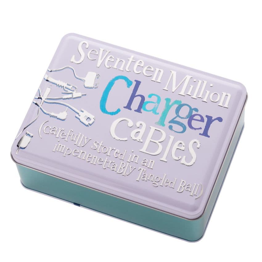 Funny Charger Storage Tin Gift by Brightside - ~Charging cable storage tin gift