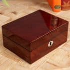 Stratton of Mayfair luxury high gloss cherry wood jewellery chest